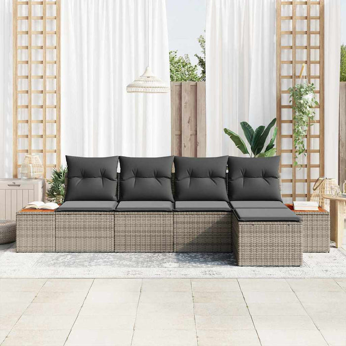 Set de canapele pentru grădină cu pernă 5 pcs Gri Rattan poli - WALTI WALTI