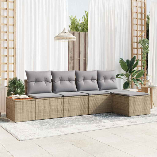 Set de canapele pentru grădină cu pernă 5 pcs Bej Rattan poli - WALTI WALTI