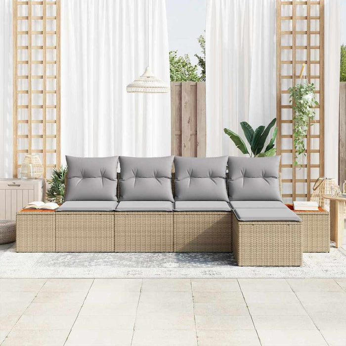 Set de canapele pentru grădină cu pernă 5 pcs Bej Rattan poli - WALTI WALTI