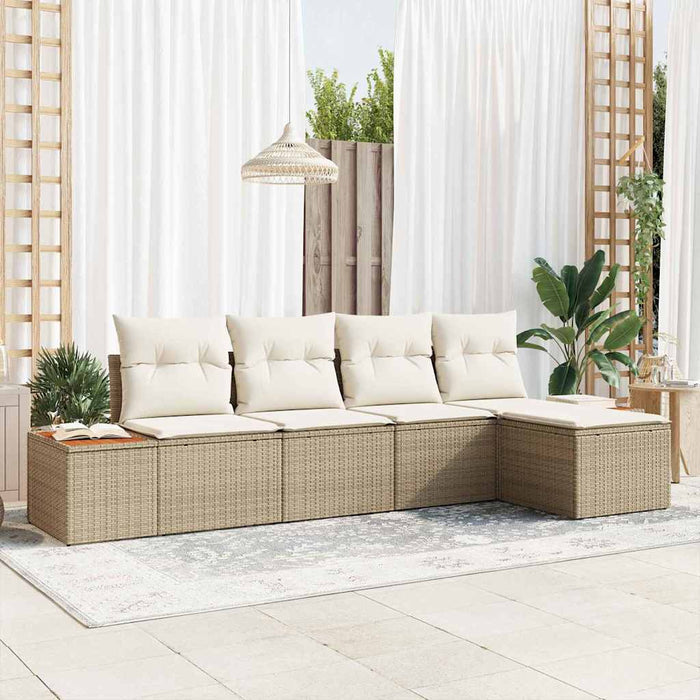 Set de canapele pentru grădină cu pernă 5 pcs Bej Rattan poli - WALTI WALTI