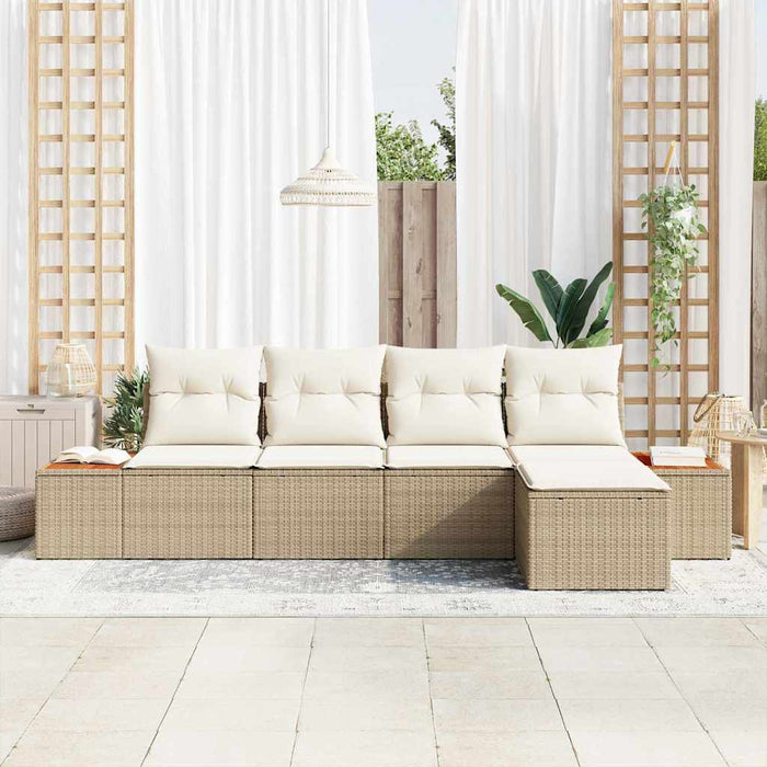 Set de canapele pentru grădină cu pernă 5 pcs Bej Rattan poli - WALTI WALTI