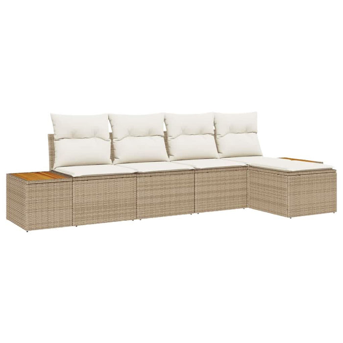 Set de canapele pentru grădină cu pernă 5 pcs Bej Rattan poli - WALTI WALTI