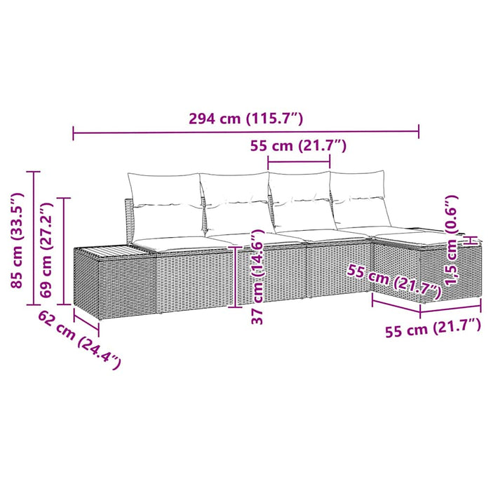 Set de canapele pentru grădină cu pernă 5 pcs Bej Rattan poli - WALTI WALTI