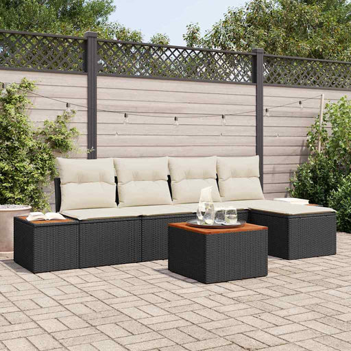 Set de canapele pentru grădină cu pernă 6 pcs Negru Rattan poli - WALTI WALTI