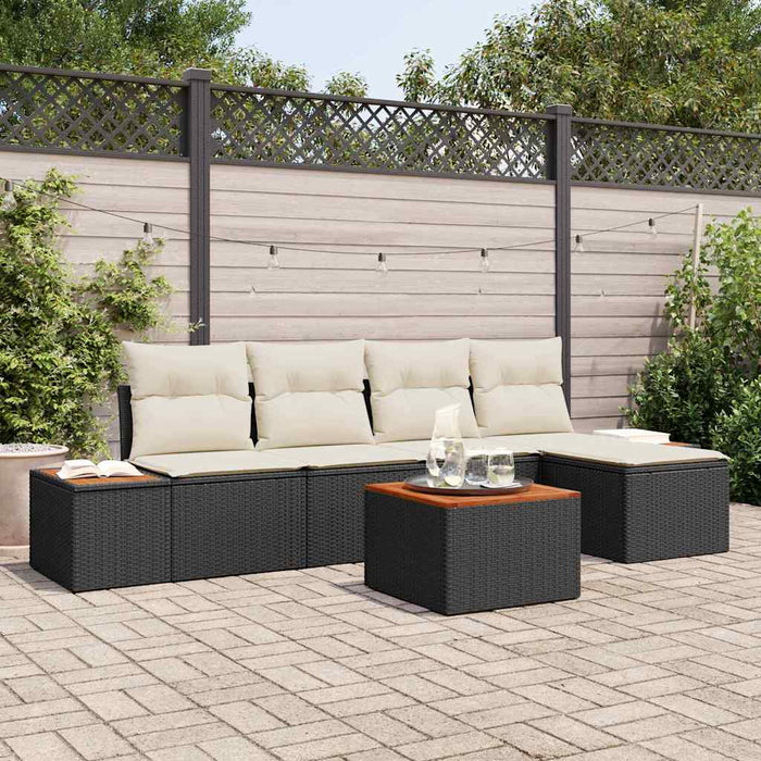 Set de canapele pentru grădină cu pernă 6 pcs Negru Rattan poli - WALTI WALTI