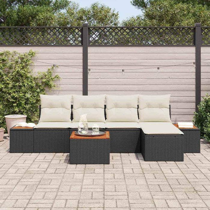 Set de canapele pentru grădină cu pernă 6 pcs Negru Rattan poli - WALTI WALTI