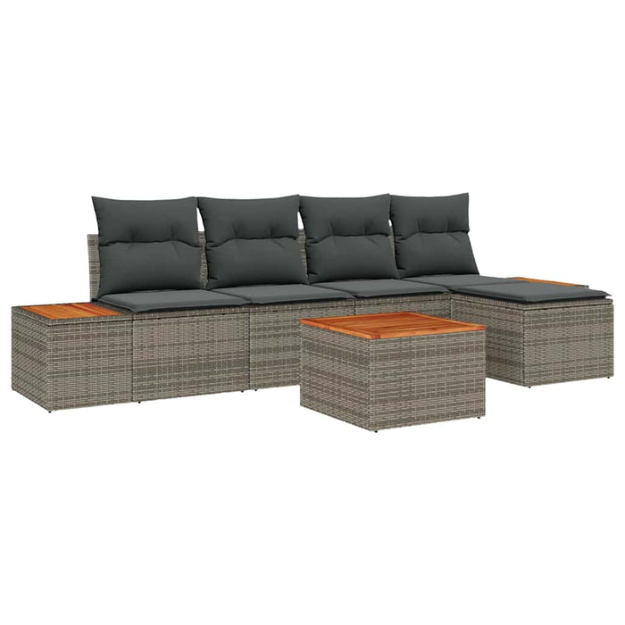 Set de canapele pentru grădină cu pernă 6 pcs Gri Rattan poli - WALTI WALTI