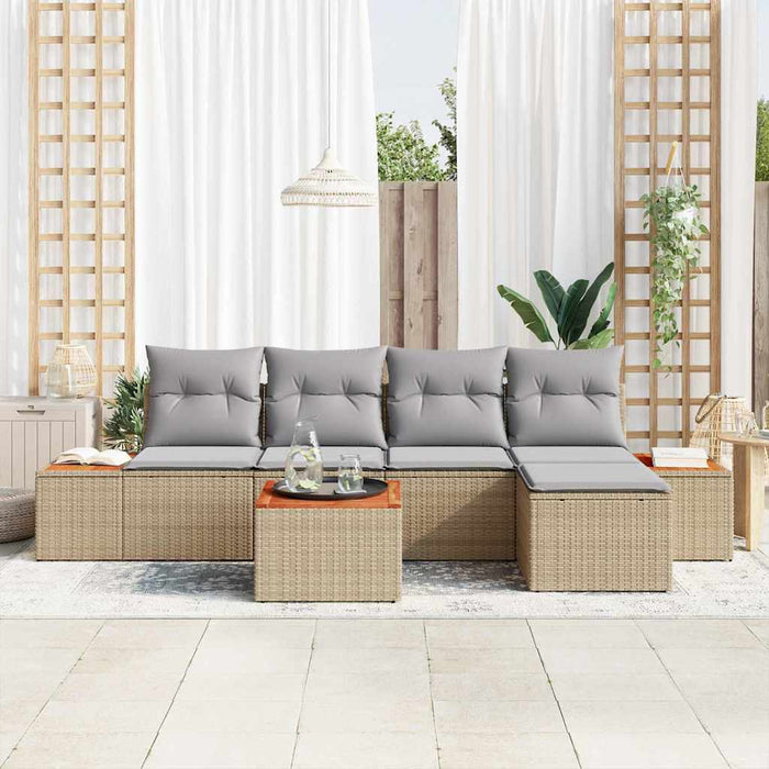Set de canapele pentru grădină cu pernă 6 pcs Bej Rattan poli - WALTI WALTI