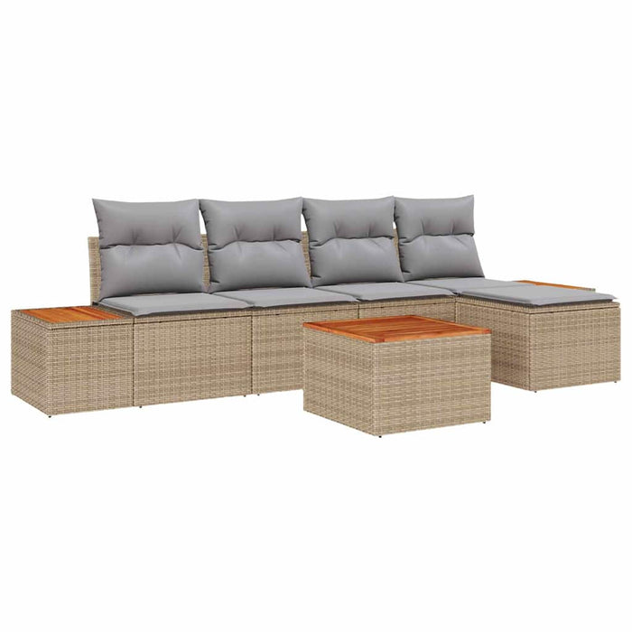 Set de canapele pentru grădină cu pernă 6 pcs Bej Rattan poli - WALTI WALTI