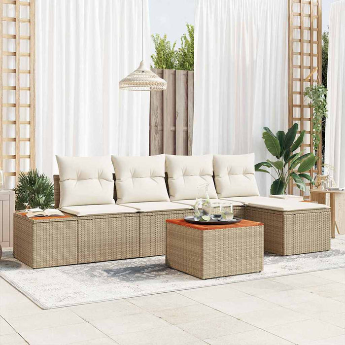 Set de canapele pentru grădină cu pernă 6 pcs Bej Rattan poli - WALTI WALTI