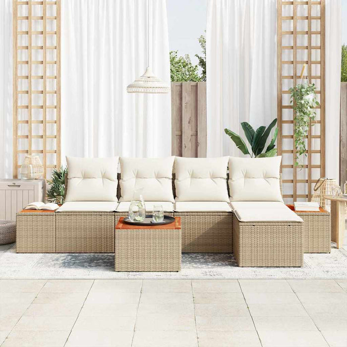 Set de canapele pentru grădină cu pernă 6 pcs Bej Rattan poli - WALTI WALTI
