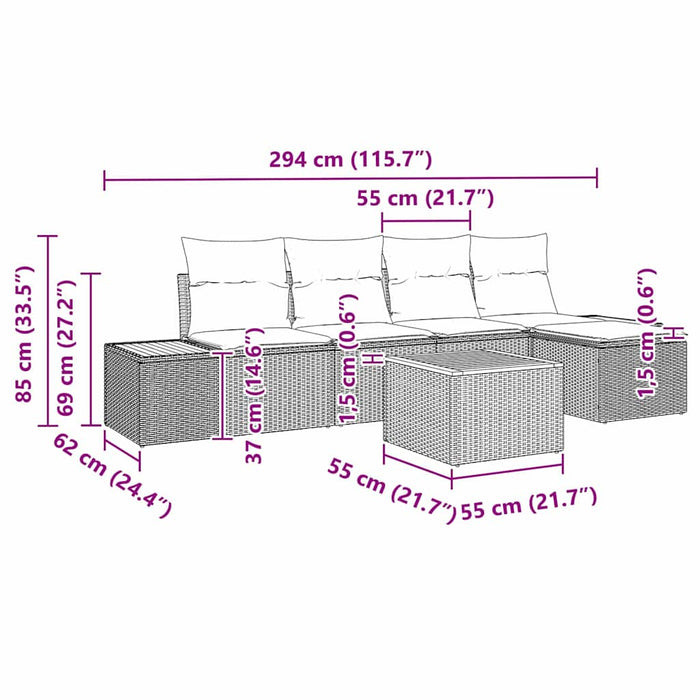 Set de canapele pentru grădină cu pernă 6 pcs Bej Rattan poli - WALTI WALTI