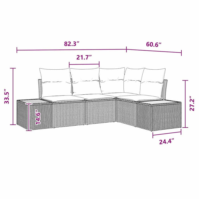Set de canapele pentru grădină cu pernă 5 pcs Negru poliratan - WALTI WALTI