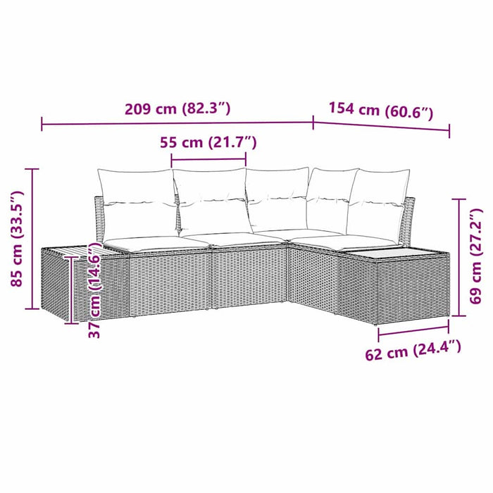 Set de canapele pentru grădină cu pernă 4 pcs Bej Rattan poli - WALTI WALTI