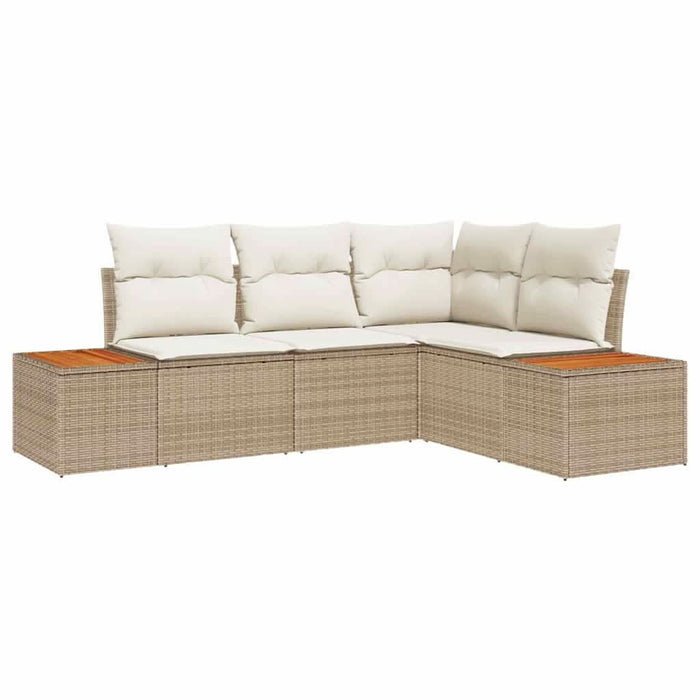 Set de canapele pentru grădină cu pernă 5 pcs Bej Rattan poli WALTI