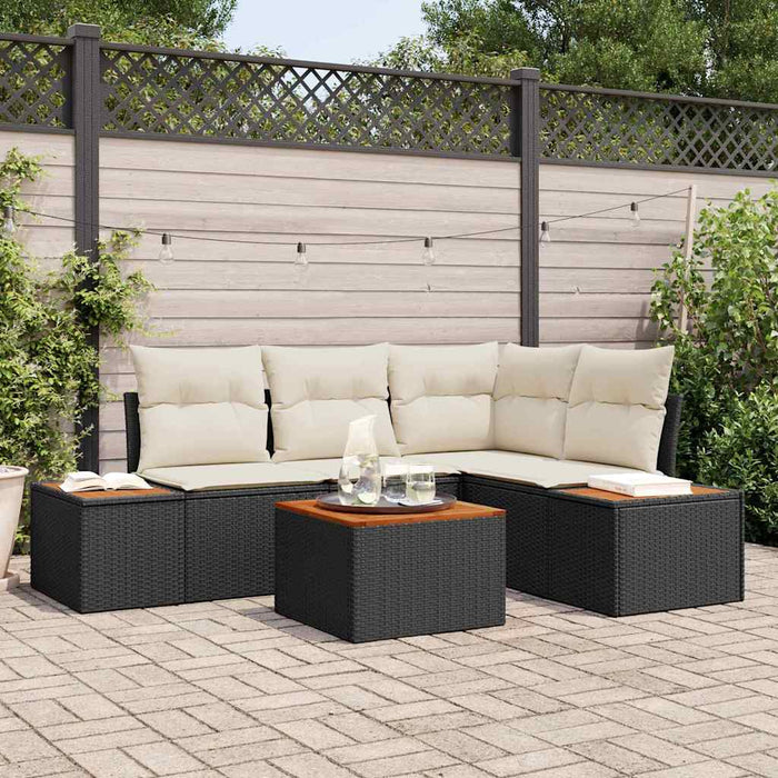 Set de canapele pentru grădină cu pernă 5 pcs Negru Rattan poli - WALTI WALTI