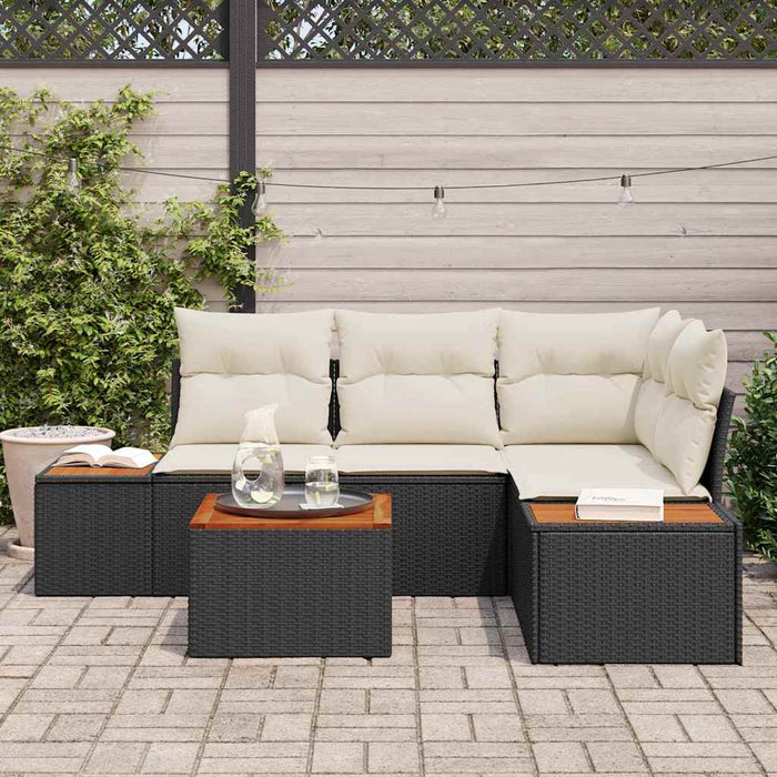 Set de canapele pentru grădină cu pernă 5 pcs Negru Rattan poli - WALTI WALTI