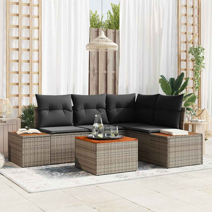 Set de canapele pentru grădină cu pernă 5 pcs Gri Rattan poli - WALTI WALTI