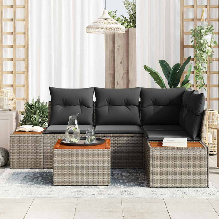 Set de canapele pentru grădină cu pernă 5 pcs Gri Rattan poli - WALTI WALTI
