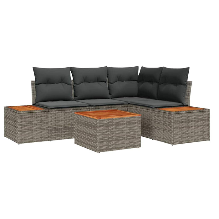 Set de canapele pentru grădină cu pernă 5 pcs Gri Rattan poli - WALTI WALTI