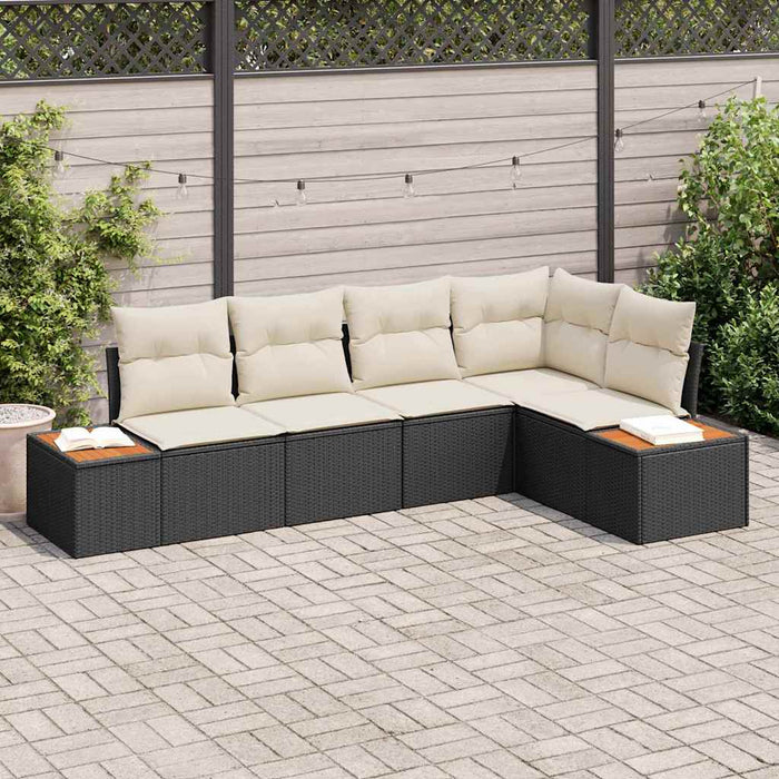 Set de canapele pentru grădină 5 buc. Negru Rattan poli - WALTI WALTI