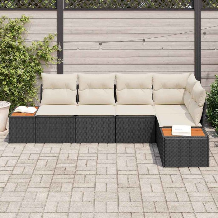 Set de canapele pentru grădină 5 buc. Negru Rattan poli - WALTI WALTI