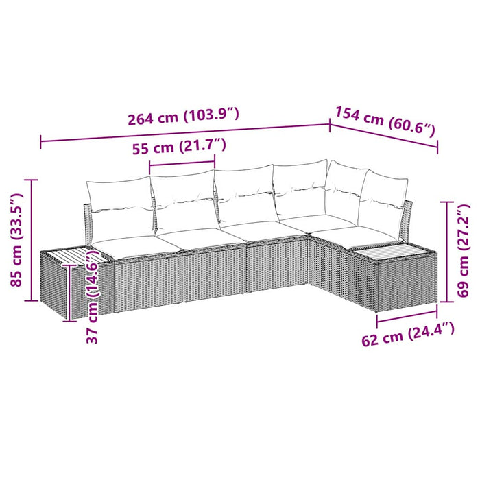 Set de canapele pentru grădină 5 buc. Negru Rattan poli - WALTI WALTI