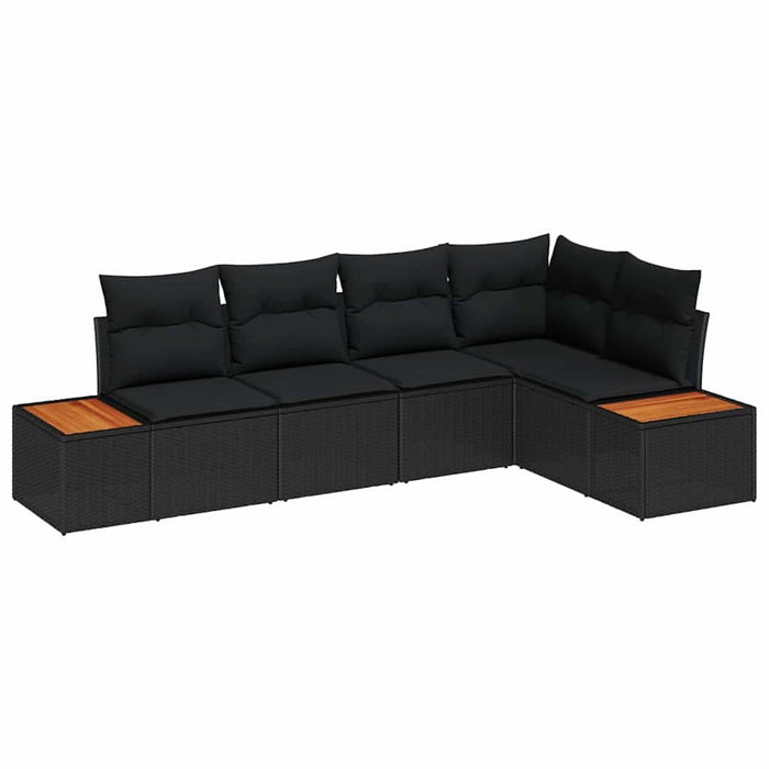 Set de canapele pentru grădină cu pernă 5 pcs Negru poliratan - WALTI WALTI