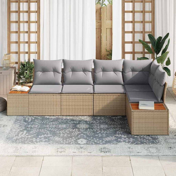 Set de canapele pentru grădină cu pernă 5 pcs Bej Rattan poli - WALTI WALTI