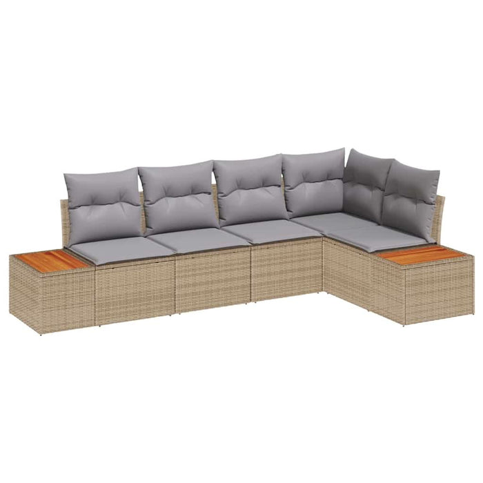 Set de canapele pentru grădină cu pernă 5 pcs Bej Rattan poli - WALTI WALTI