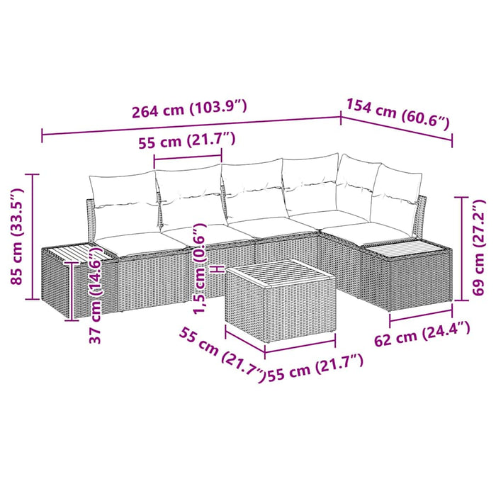 Set de canapele pentru grădină 6 buc. Negru Rattan poli - WALTI WALTI