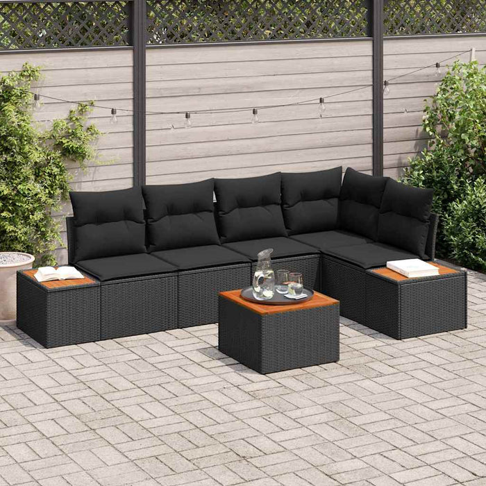 Set de canapele pentru grădină cu pernă 6 pcs Negru poliratan - WALTI WALTI