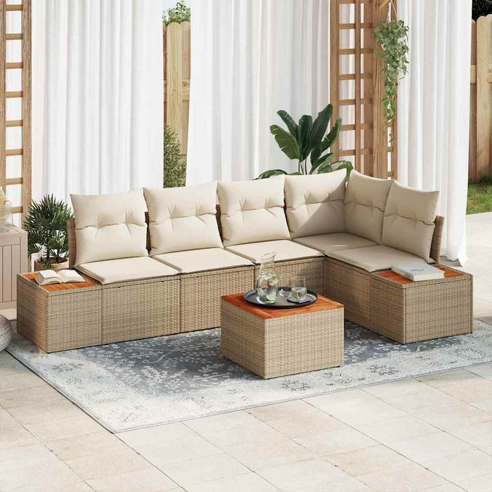 Set de canapele pentru grădină cu pernă 6 pcs Bej Rattan poli - WALTI WALTI