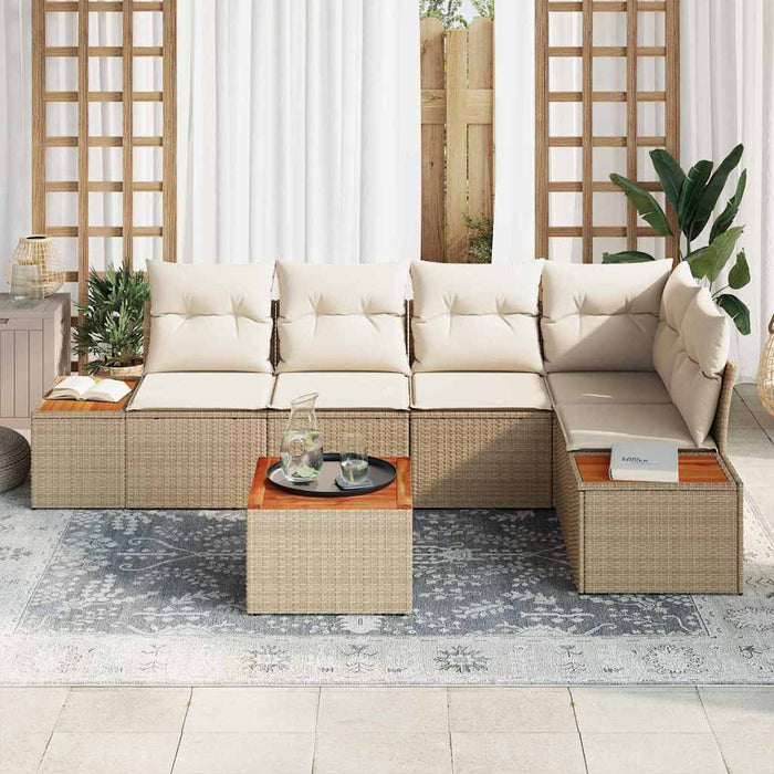 Set de canapele pentru grădină cu pernă 6 pcs Bej Rattan poli - WALTI WALTI