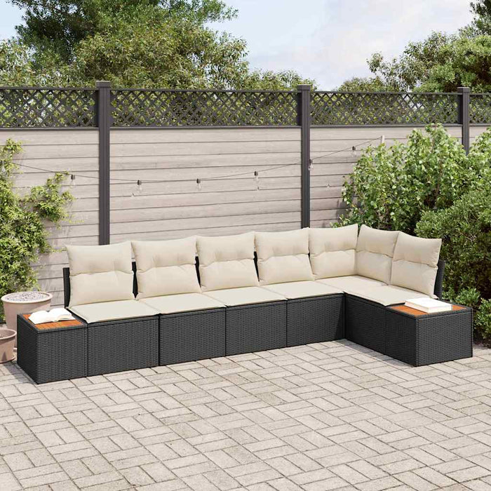 Set de canapele pentru grădină cu pernă 6 pcs Negru Rattan poli - WALTI WALTI