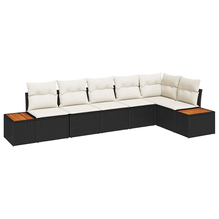 Set de canapele pentru grădină cu pernă 6 pcs Negru Rattan poli - WALTI WALTI