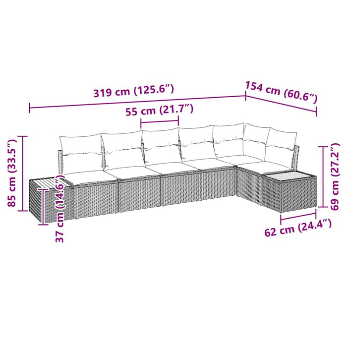 Set de canapele pentru grădină cu pernă 6 pcs Negru Rattan poli - WALTI WALTI