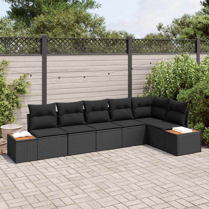 Set de canapele pentru grădină cu pernă 6 pcs Negru poliratan - WALTI WALTI