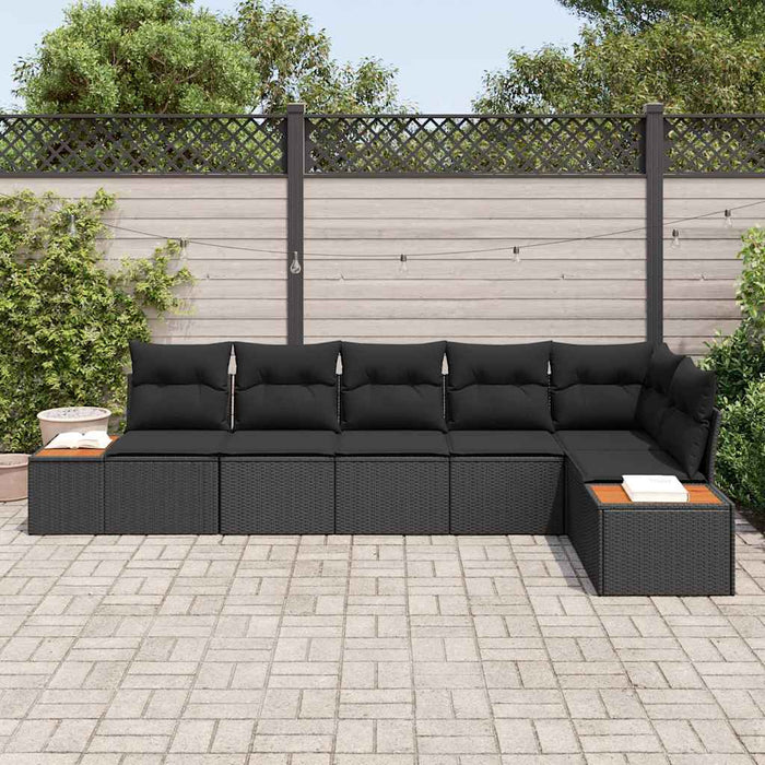 Set de canapele pentru grădină cu pernă 6 pcs Negru poliratan - WALTI WALTI