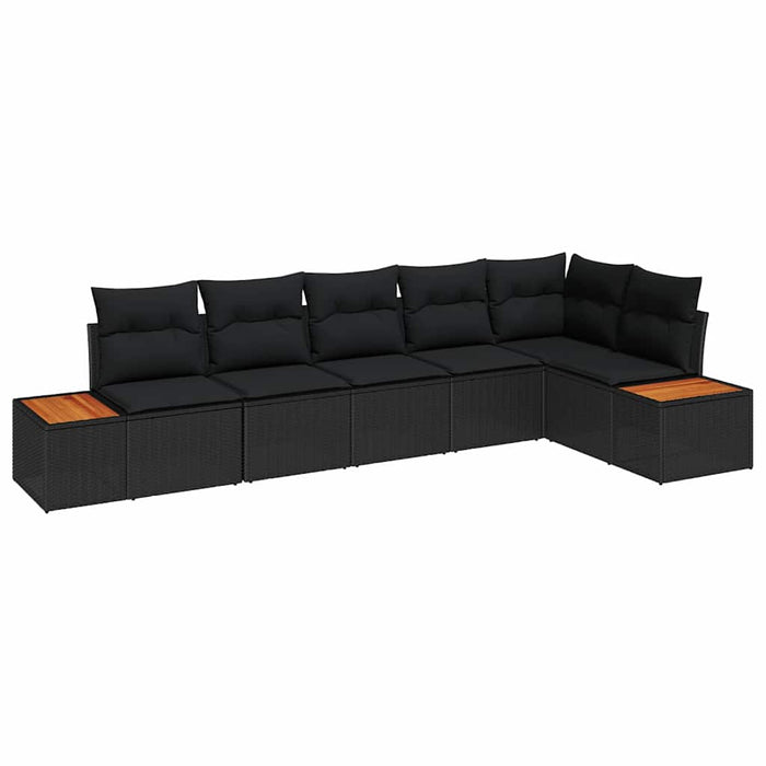 Set de canapele pentru grădină cu pernă 6 pcs Negru poliratan - WALTI WALTI