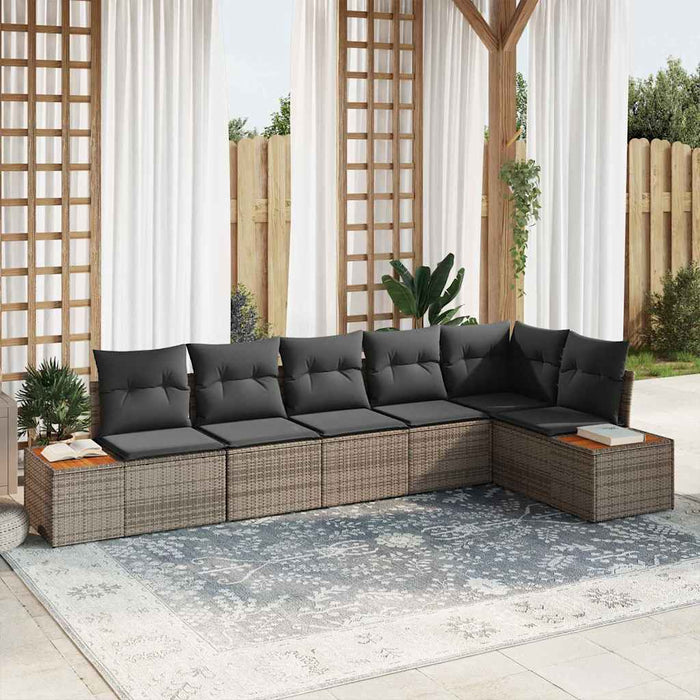 Set de canapele pentru grădină cu pernă 6 pcs Gri Rattan poli - WALTI WALTI