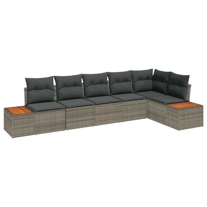 Set de canapele pentru grădină cu pernă 6 pcs Gri Rattan poli - WALTI WALTI