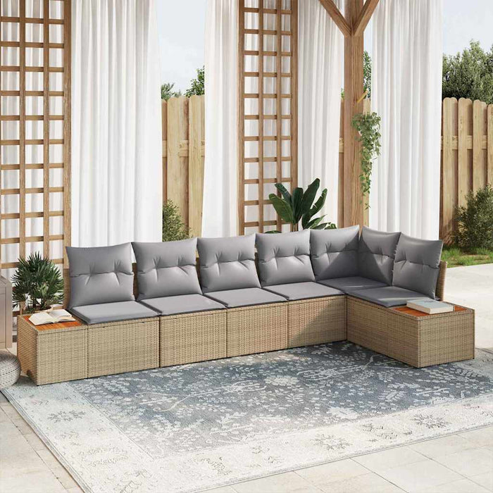Set de canapele pentru grădină cu pernă 6 pcs Bej Rattan poli - WALTI WALTI