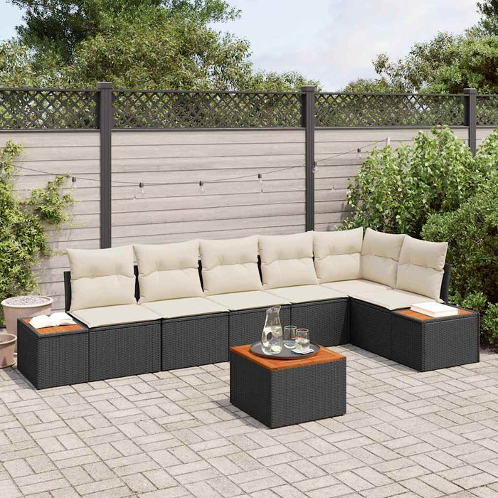 Set de canapele pentru grădină cu pernă 7 pcs Negru Rattan poli - WALTI WALTI