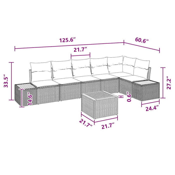 Set de canapele pentru grădină cu pernă 7 pcs Negru poliratan - WALTI WALTI