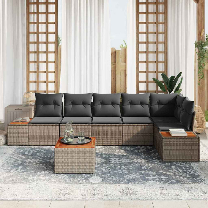 Set de canapele pentru grădină cu pernă 7 pcs Gri Rattan poli - WALTI WALTI