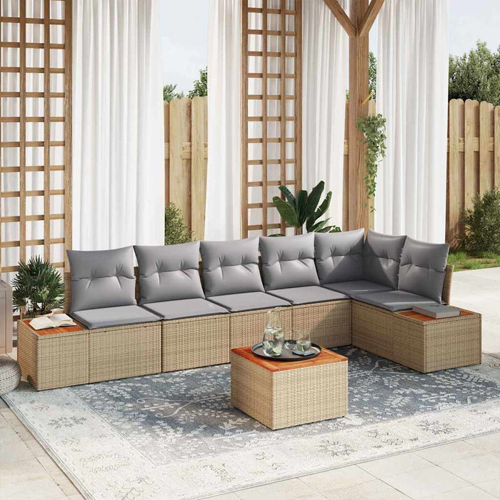 Set de canapele pentru grădină cu pernă 7 pcs Bej Rattan poli - WALTI WALTI