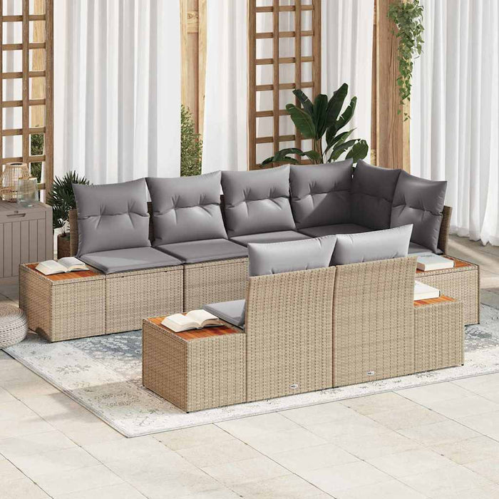 Set de canapele pentru grădină cu pernă 7 pcs Bej Rattan poli - WALTI WALTI