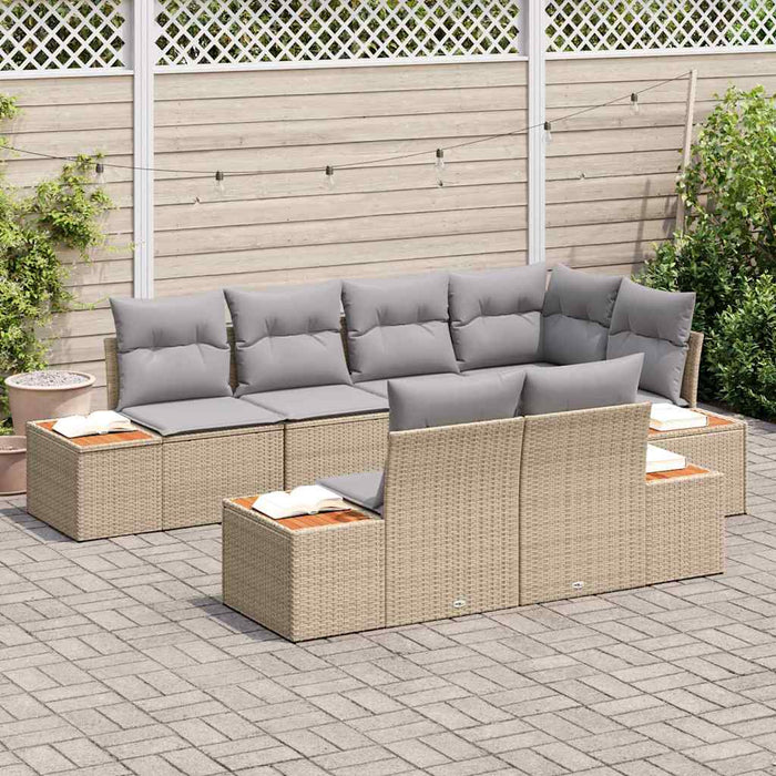 Set de canapele pentru grădină cu pernă 7 pcs Bej Rattan poli - WALTI WALTI