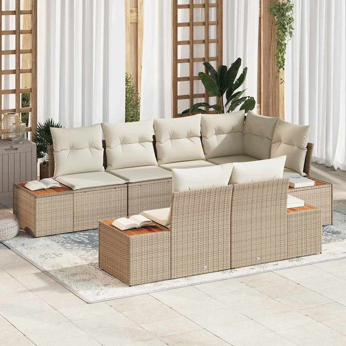 Set de canapele pentru grădină cu pernă 7 pcs Bej poliratan - WALTI WALTI